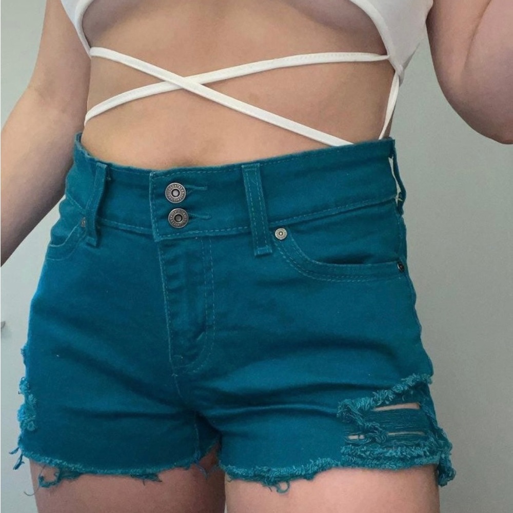 Teal Levi Shorts